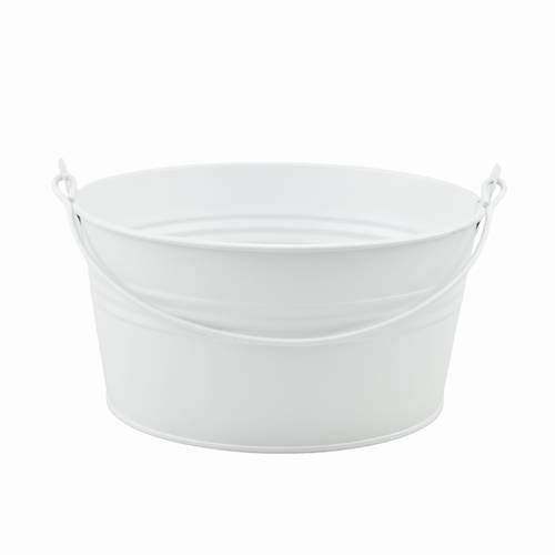 Zink Eimer +Henkel weiss D18cm H09cm