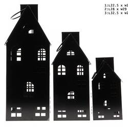 Laterne Haus 3/Set schwarz D34cm H84.5cm