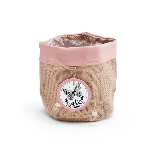 Übertopf Jute Butterfly rosa D13cm H13cm