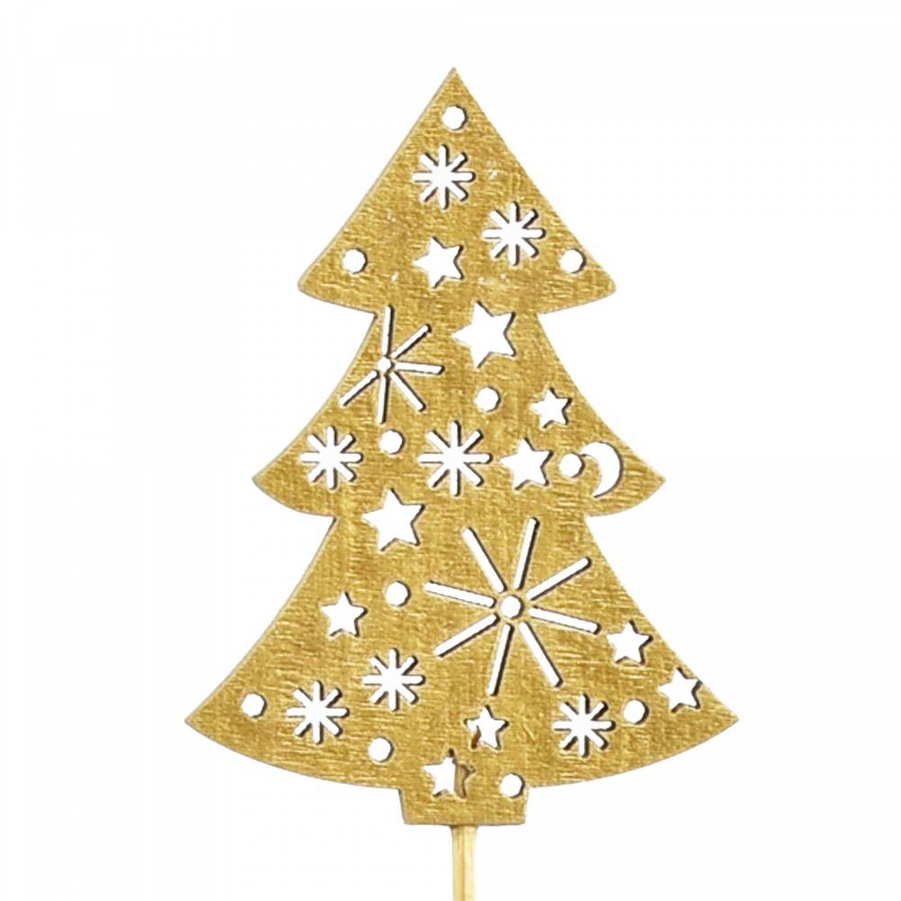 Weihnachtsbaum auf Stab gold L20cm D07cm  