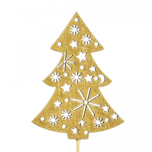 Weihnachtsbaum auf Stab gold L20cm D07cm  