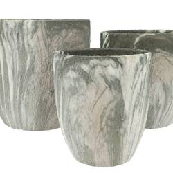 Keramik Übertopf Monty grün 3/Set 31x31/26x27/21x23cm