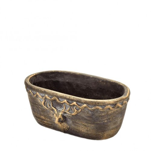 Keramik Rentier schwarz gold 24x15x11cm