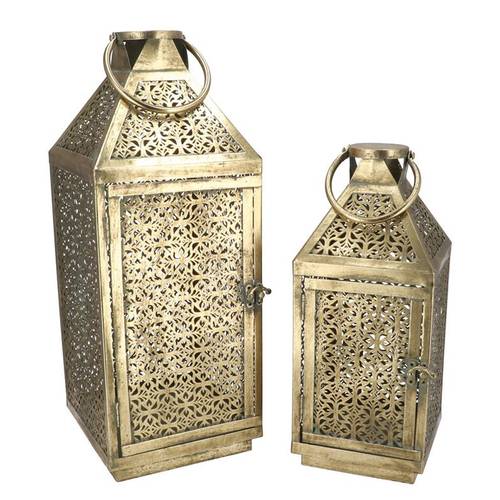 Laterne Kaya gold 2/Set 20x20x52/16x16x39cm