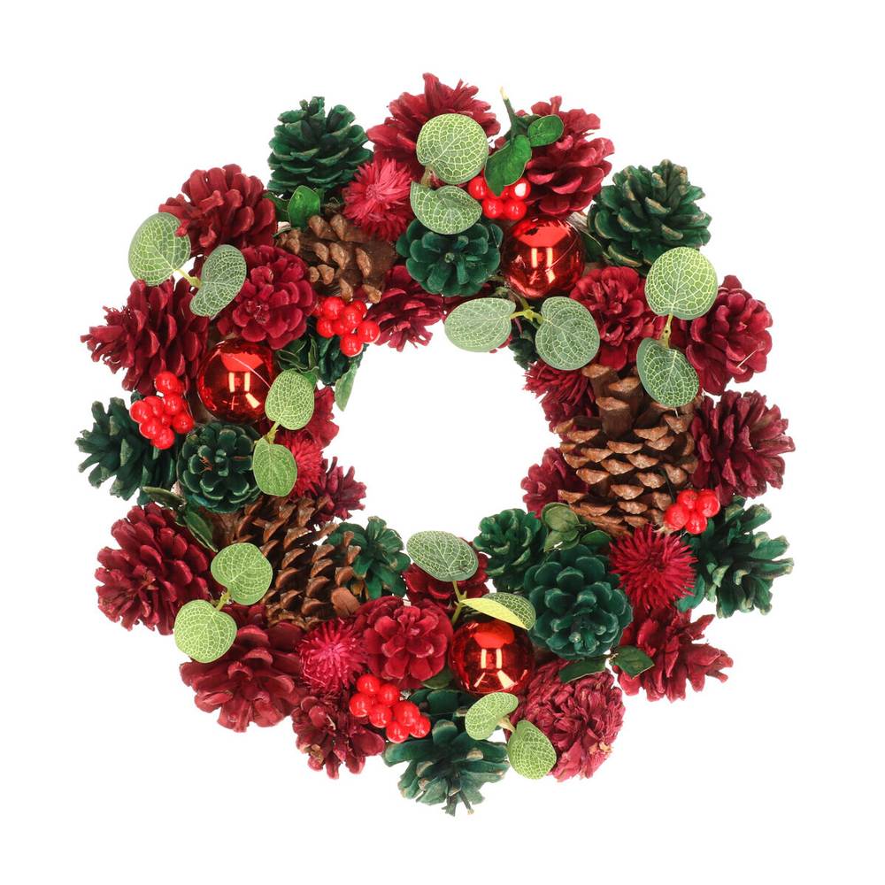 Kranz Tannenzapfen rot D34cm