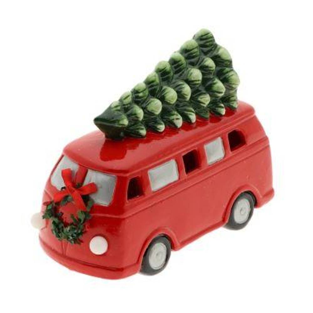 LED Bus+Baum rot 20x09x15.5cm
