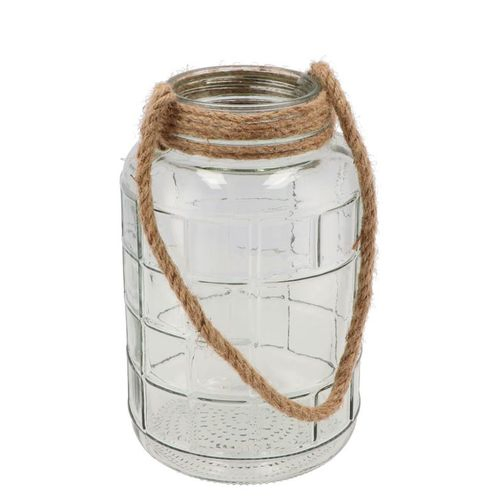 Glas Windlicht Mykonos mit Seil D17cm H29cm