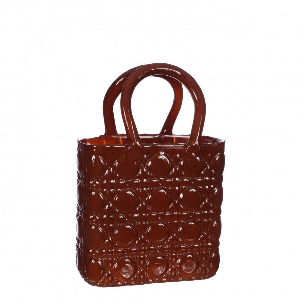 Glas Vase Handbag Elysee braun 14x9.5x22cm