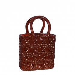 Glas Vase Handbag Elysee braun 14x9.5x22cm