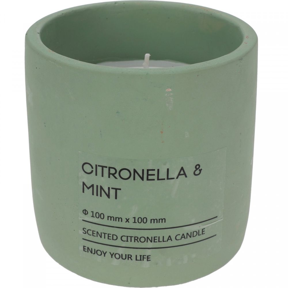Citronellakerze im Übertopf grün d10cm h10cm