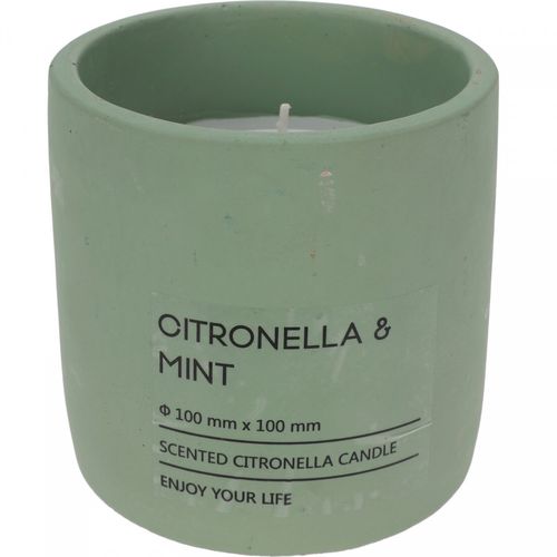 Citronellakerze im Übertopf grün d10cm h10cm