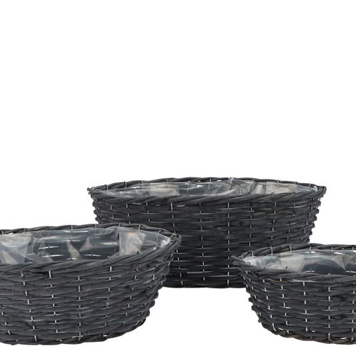 Korb Weide schwarz 3/Set 41x23x15cm