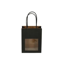 Tasche Gift Bag Fenster schwarz 06x11x14cm
