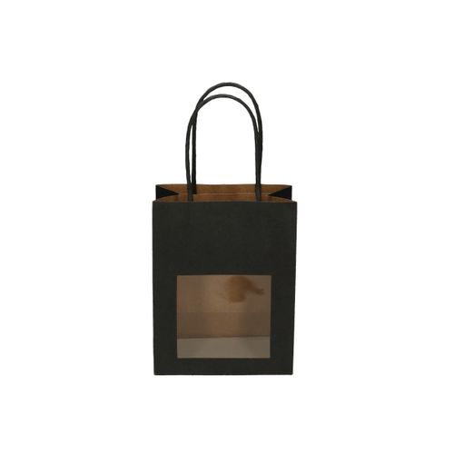 Tasche Gift Bag Fenster schwarz 06x11x14cm
