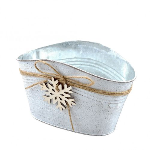 Zink Schneeflocke weiss 21x13x10cm