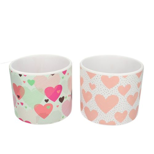 Keramik Übertopf Herz mix 2 D12cm H11cm
