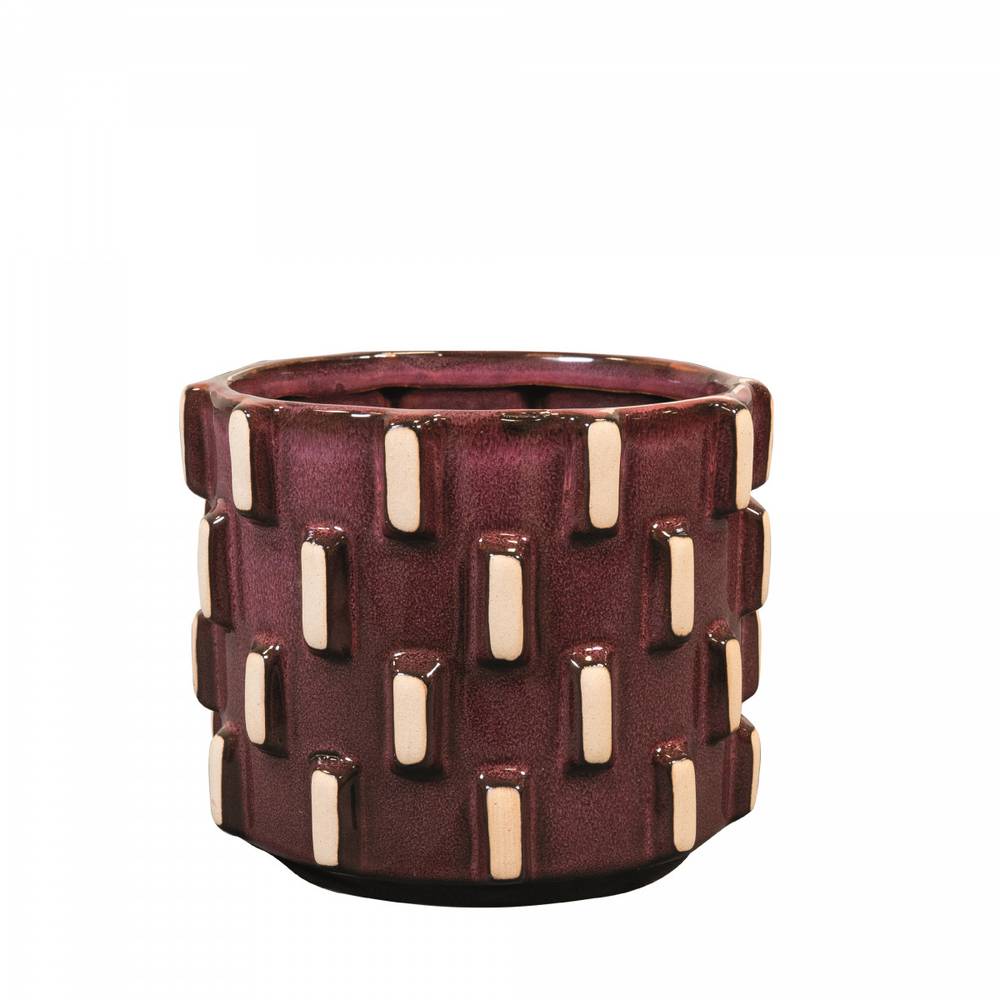 Keramik Übertopf Inez weinrot D15cm H13cm