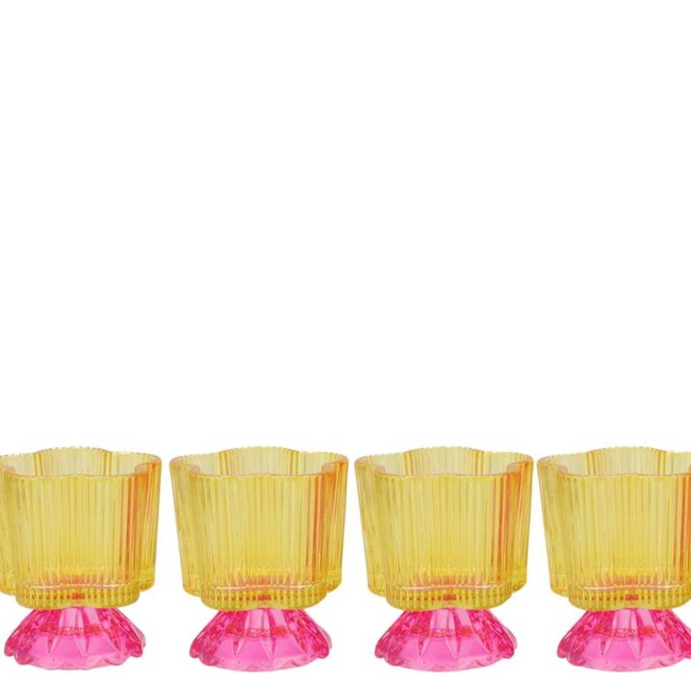 Glas Teelicht Naomi gelb D08cm H10cm