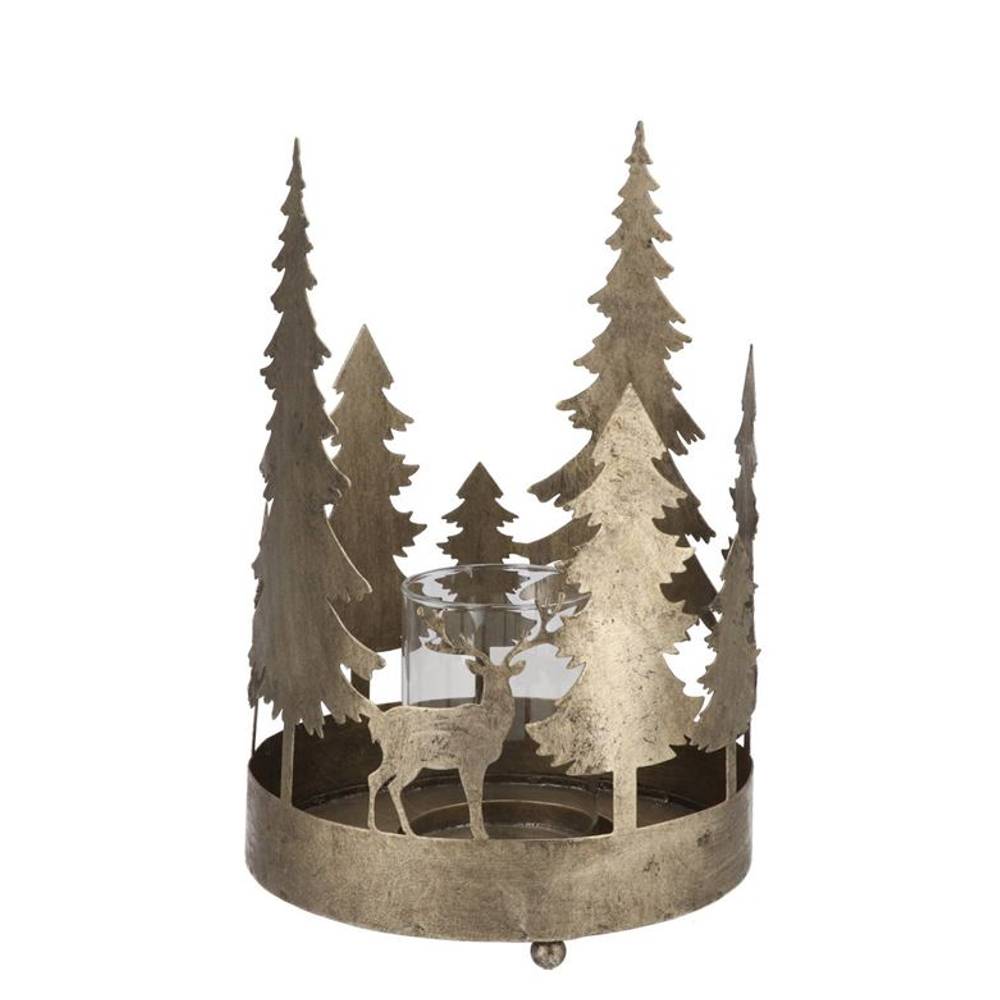 Metall Teelicht Kaya Xmas gold 19x27cm