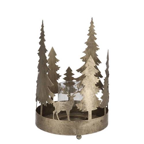 Metall Teelicht Kaya Xmas gold 19x27cm
