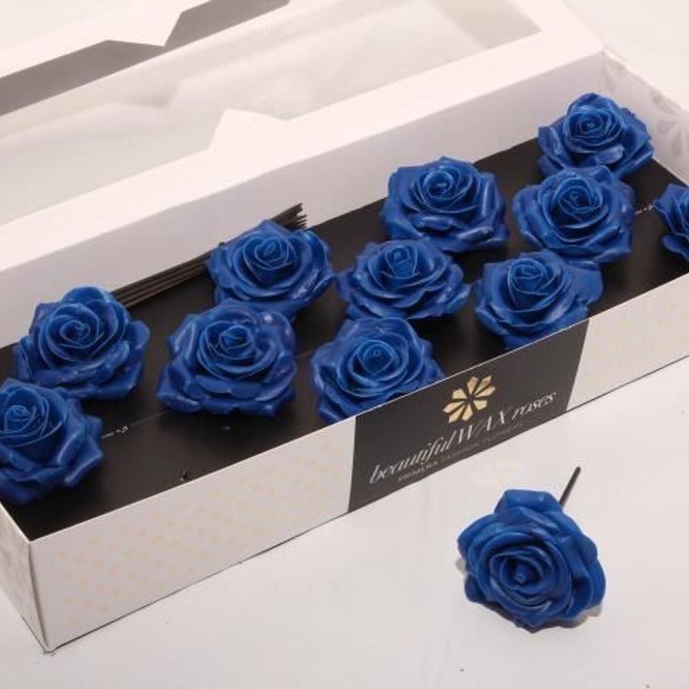 Seiden Wachs Rose blau D10cm (9150)