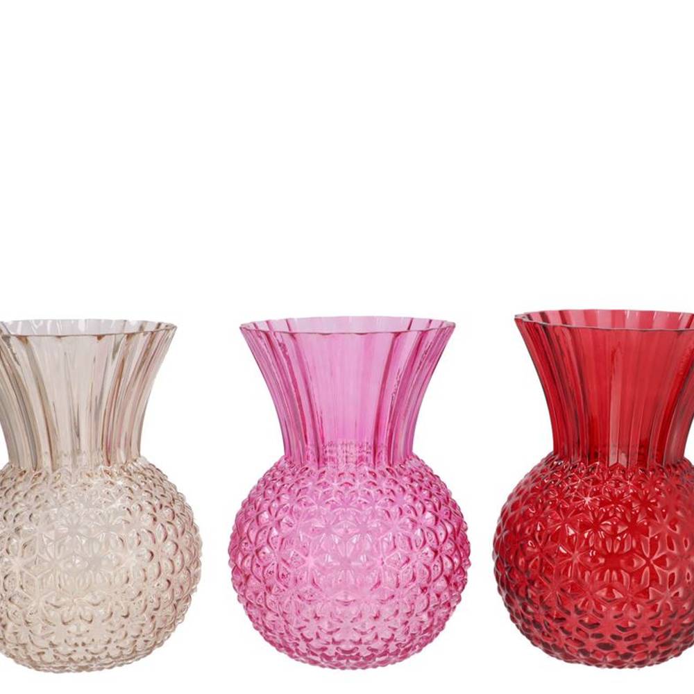 Glas Vase Senna Dutch rosa mix D16cm H22cm