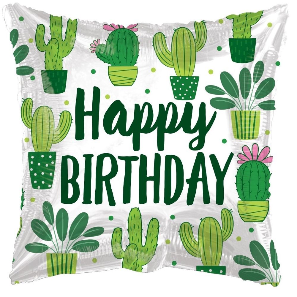 Ballon Eco Happy Birthday 4eck grün D45cm