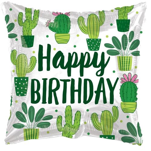 Ballon Eco Happy Birthday 4eck grün D45cm