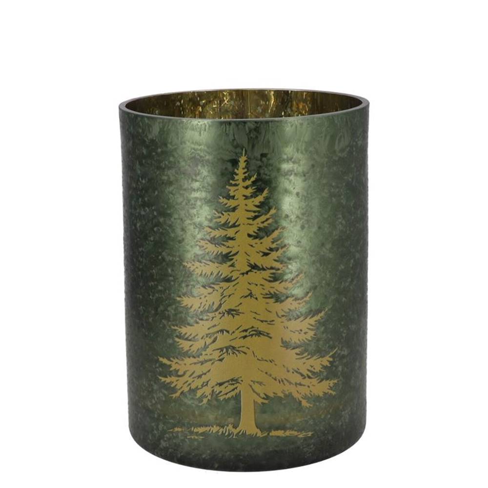 Glas Teelicht Ruby Baum grün 10×13cm