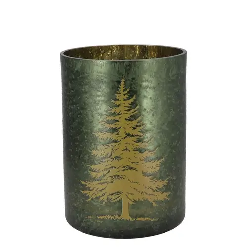 Glas Teelicht Ruby Baum grün 10×13cm