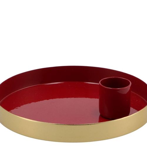 Kerzenständer Teller rot 12x12x2,5cm