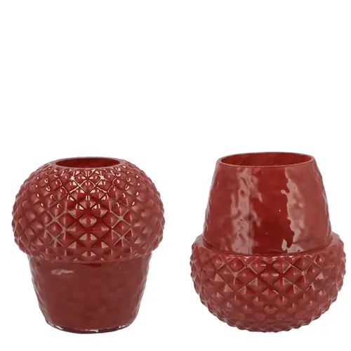 Keramik Vase Eichel weinrot 15x15x14cm