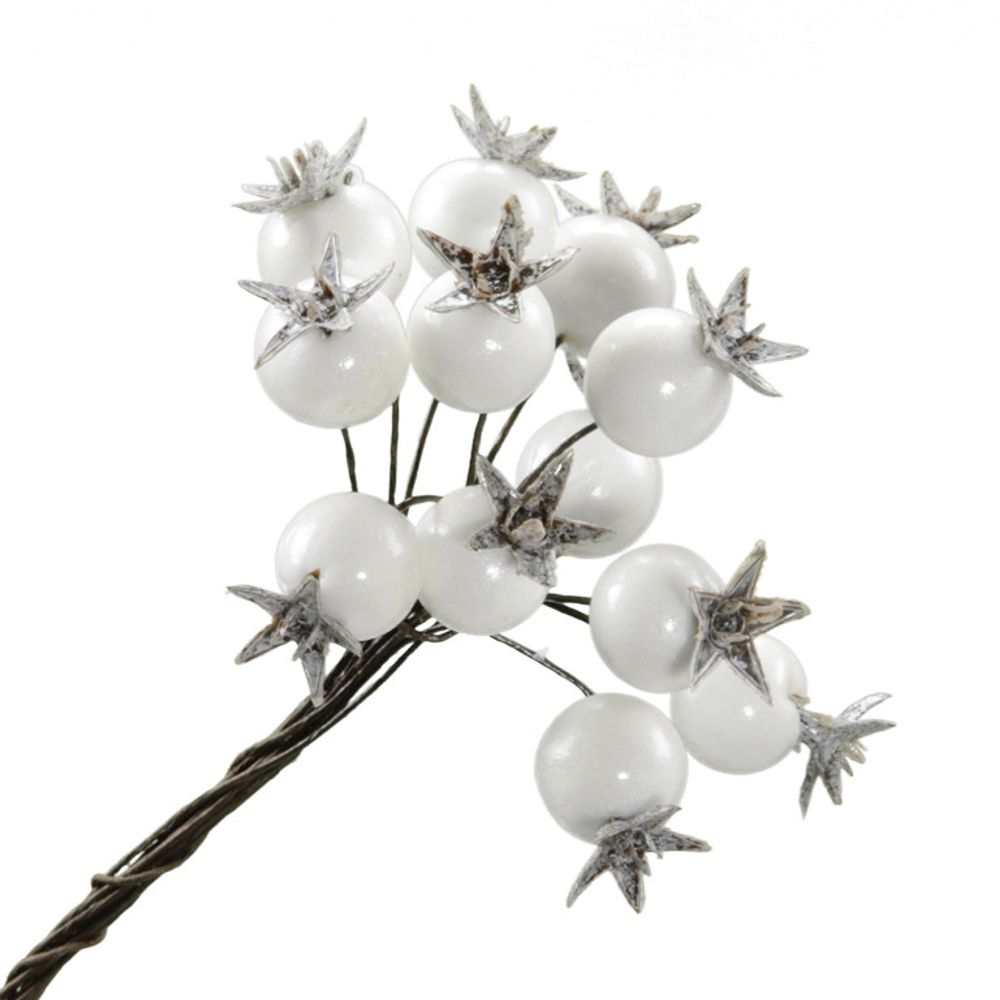 Beere auf Draht weiss D02cm x72