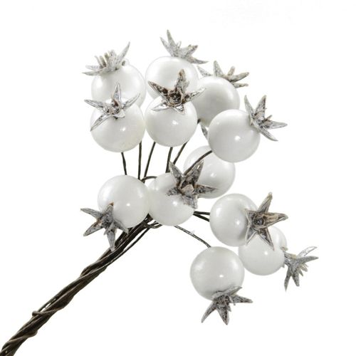 Beere auf Draht weiss D02cm x72