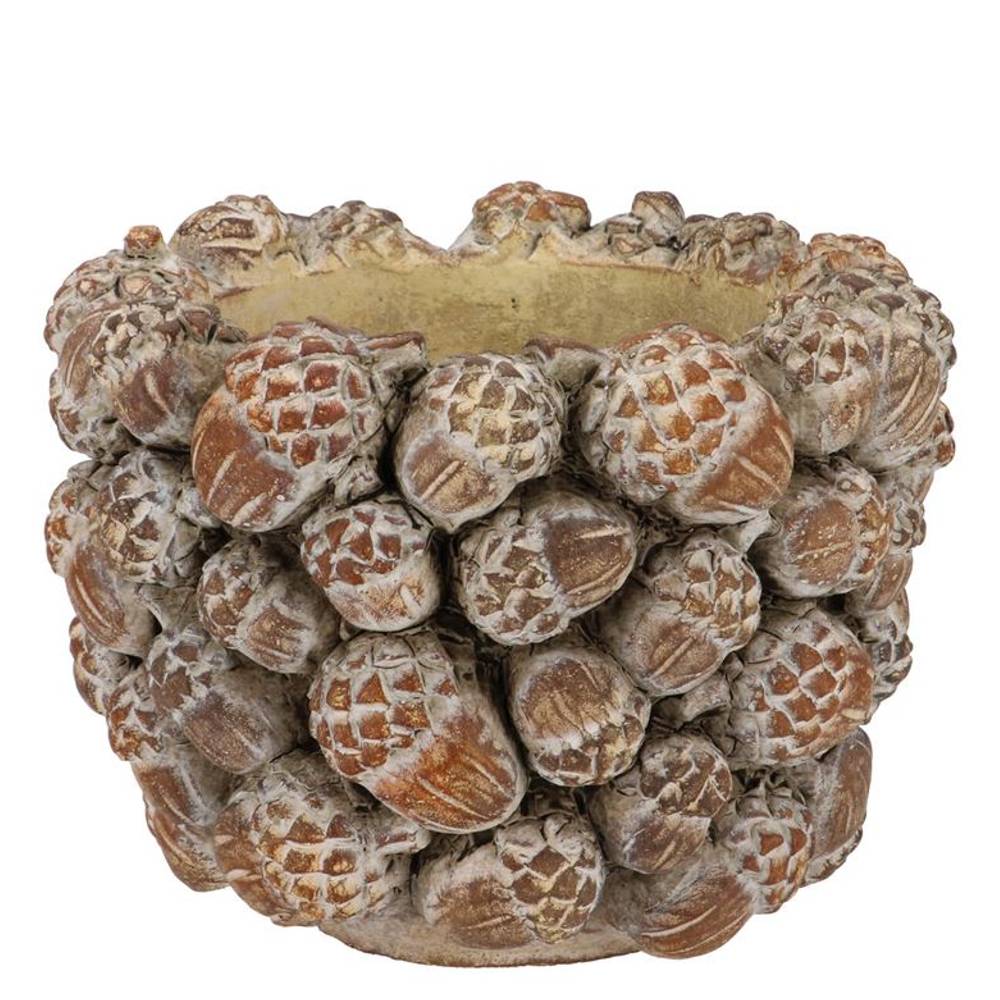 Beton Topf Tannenzapfen braun 17x17x13cm