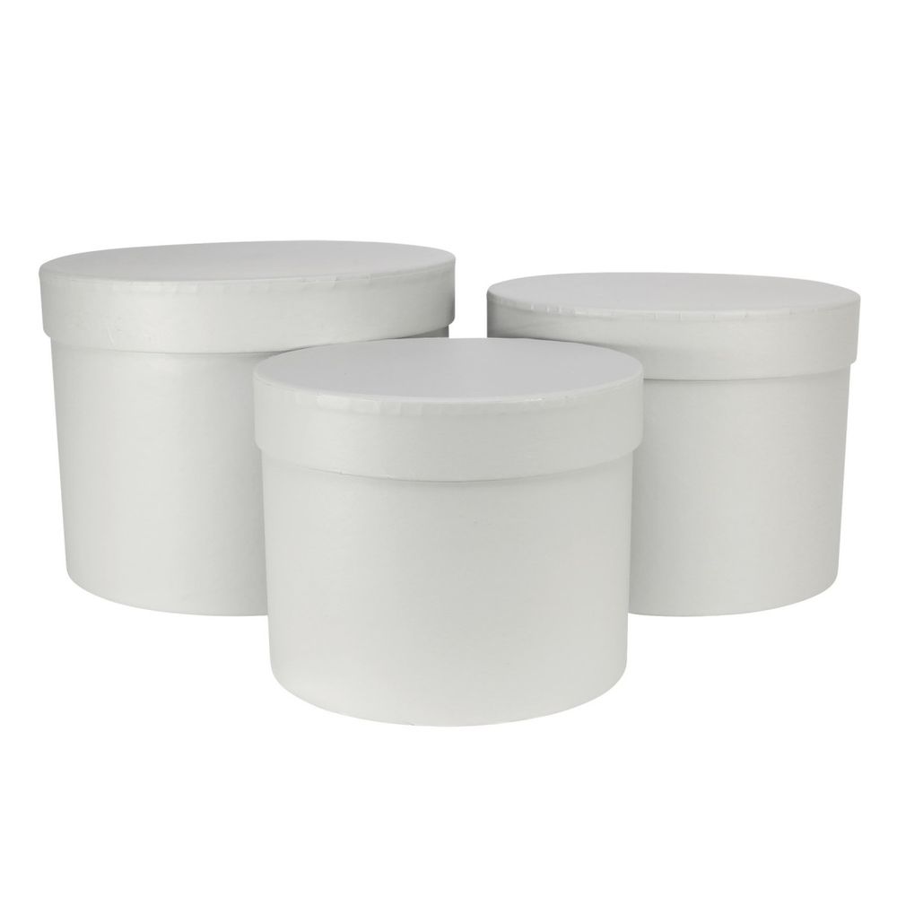Hatbox Paris weiss Set von 3 D19cm H15cm