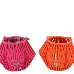 Laterne Cruz Blume mix orange/fuchsia 11x20x14cm