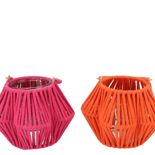 Laterne Cruz Blume mix orange/fuchsia 11x20x14cm