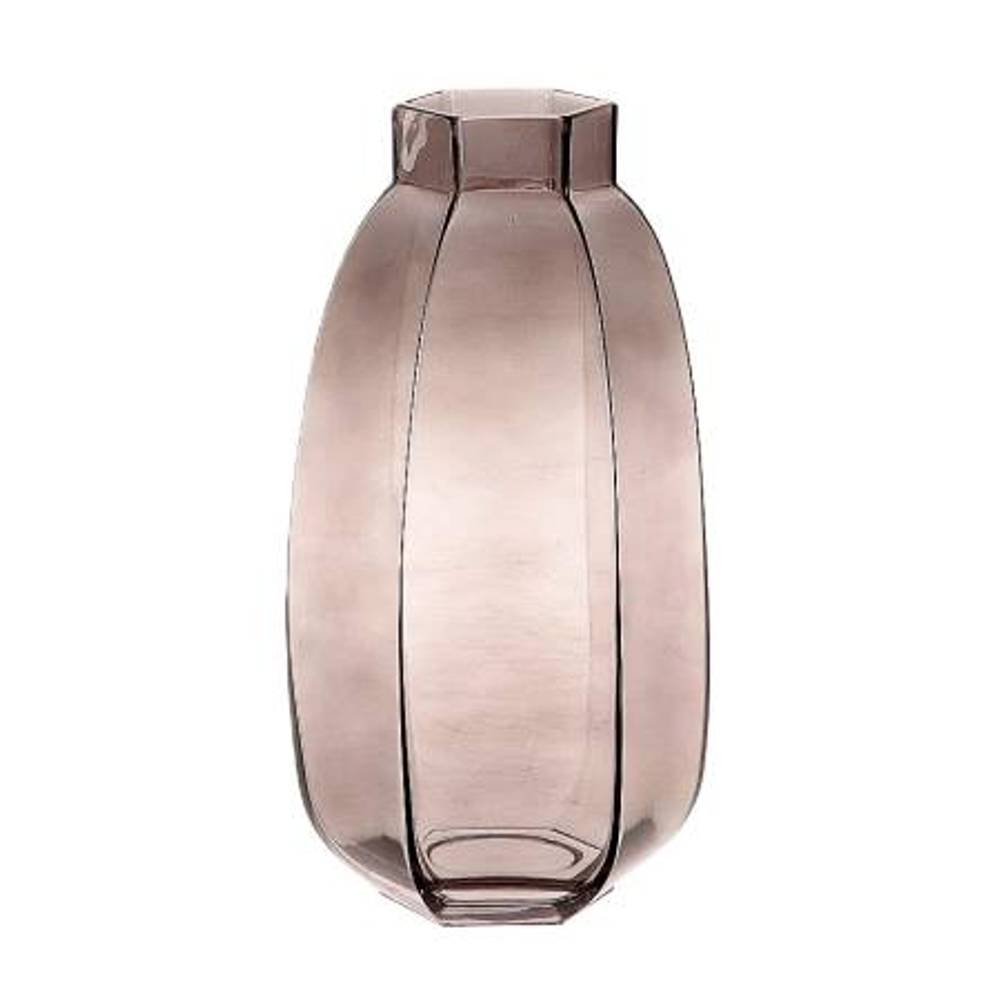 Glas grau Vase eckig taupe D16cm H31cm