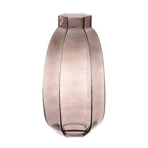 Glas grau Vase eckig taupe D16cm H31cm