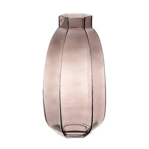 Glas grau Vase eckig taupe D16cm H31cm