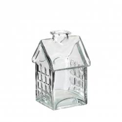 Glas Flasche Haus D02/07cm H12cm