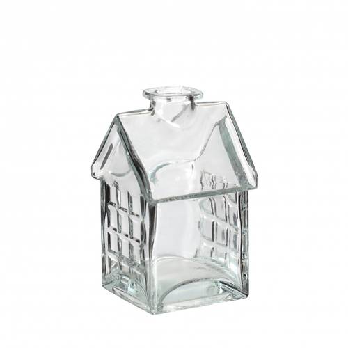Glas Flasche Haus D02/07cm H12cm