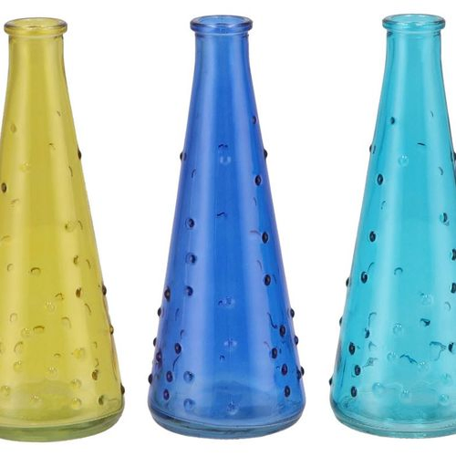 Glas Flasche Karakum blau mix D07cm H19cm
