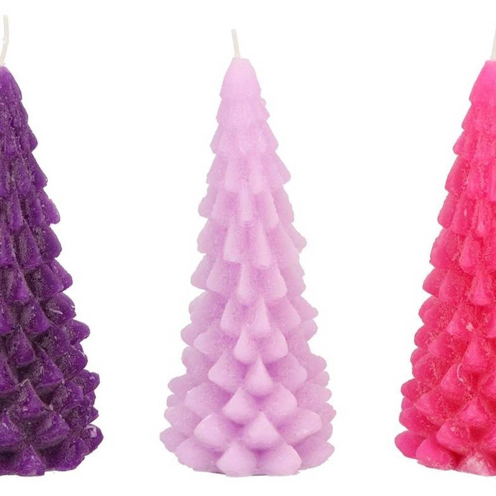 Kerzen Baum Frosty lila mix 9x20cm