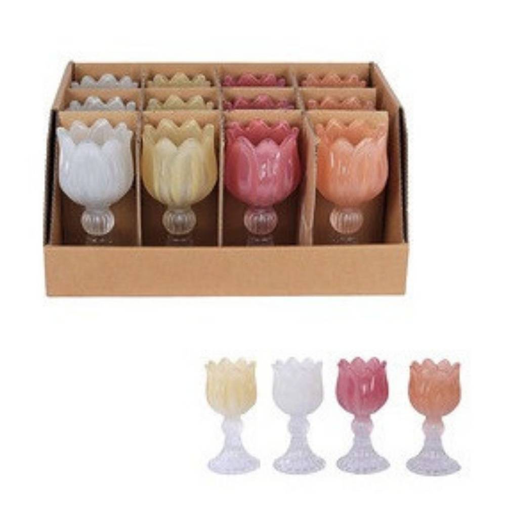 Glas Teelicht Fleur pastel pastel pastel mix D04cmcm