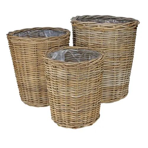 Korb Rattan natur 3/Set D40cm H48cm