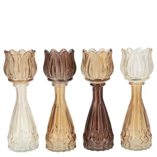 Glas Vase Tulpe braun mix 07x18cm