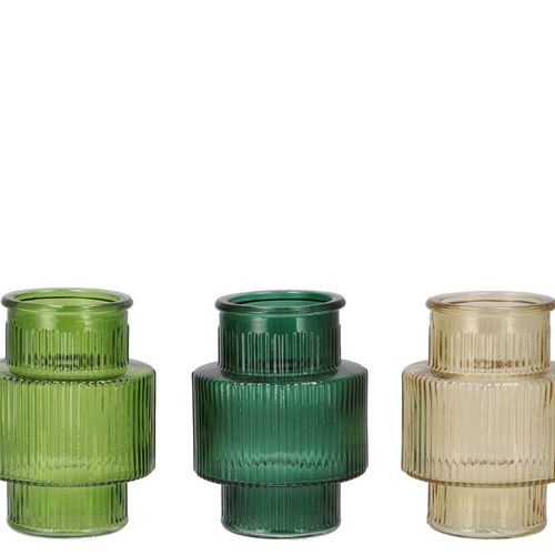 Glas Flasche Karakum grün mix D09cm H12cm