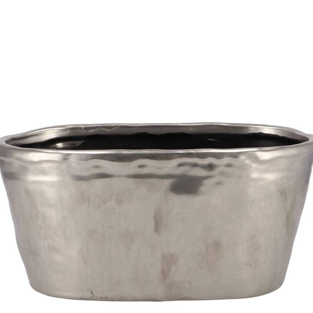 Keramik Übertopf Iron Stone silber 28x15x13cm